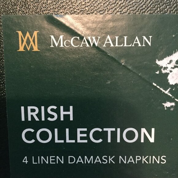 McCaw Allan Irish Collection 4 Linen Damask Napkins 18"x18" White - Picture 3 of 10